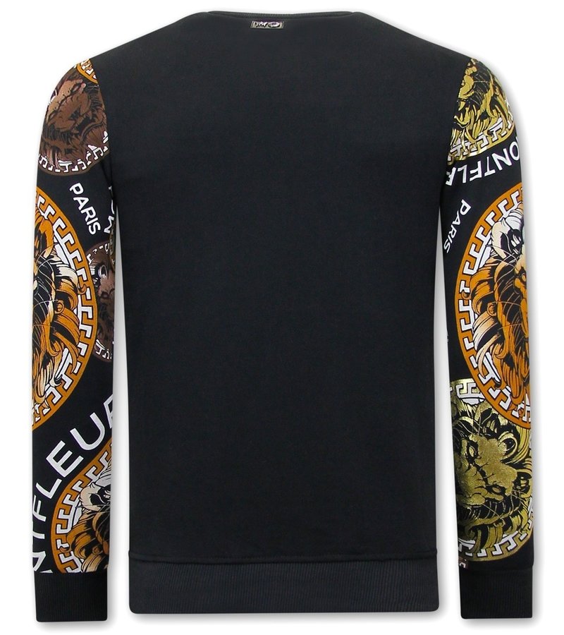 Tony Backer Men's Printed Sweater Lion Head - 3727 - Black