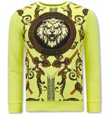 Tony Backer Men's Sweater with Print Golden Lion - 3728 - Yellow
