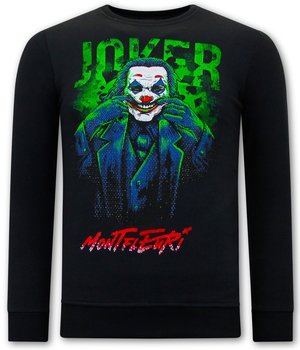 Tony Backer Men's Sweater with Print Joker - 3762 - Black