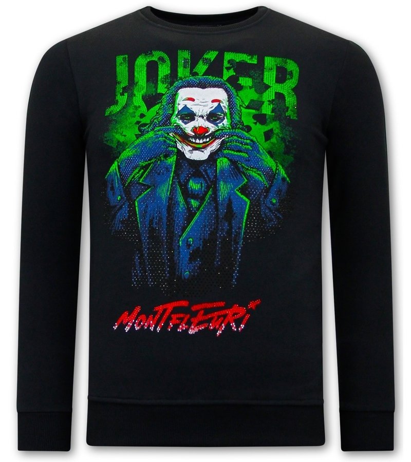 Tony Backer Men's Sweater with Print Joker - 3762 - Black