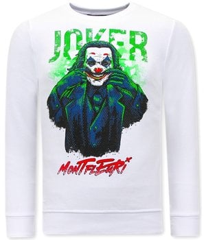 Tony Backer Men's Sweater with Print Joker - 3762 - White