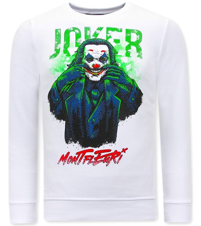 Tony Backer Men's Sweater with Print Joker - 3762 - White