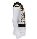 Tony Backer Men's Sweater with Print Lion Rhinestone - 3767 - White