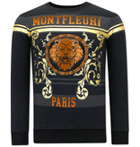 Tony Backer Men's Sweater with Print Lion Rhinestone - 3767 - Black
