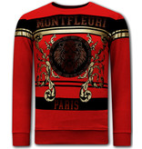 Tony Backer Men's Sweater with Print Lion Rhinestone - 3767 - Red