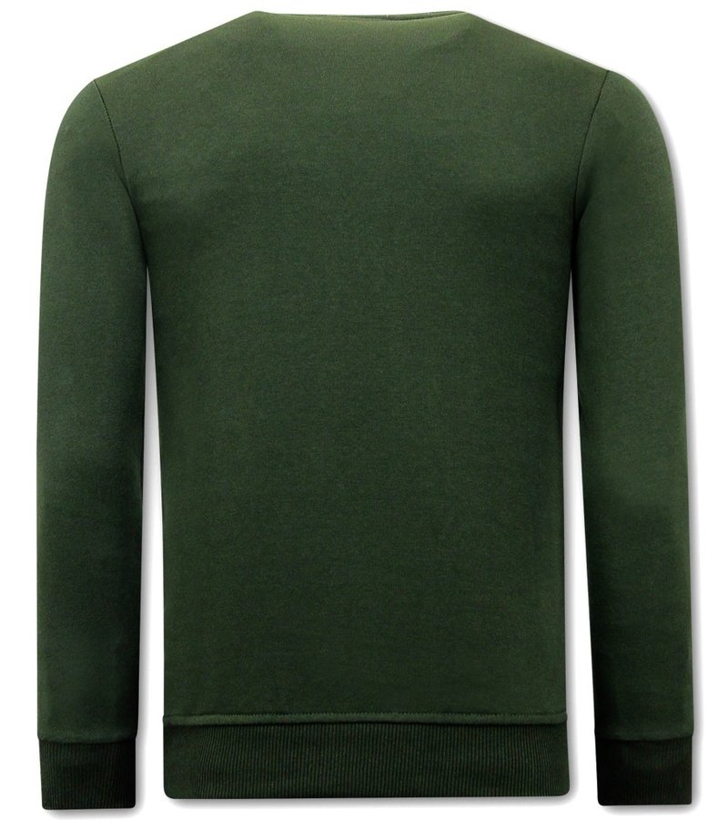 Tony Backer Men's Sweater with Print Skull Rhinestone - 3796 - Green