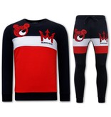 Tony Backer Trendy Tracksuit Men Teddy Bear Print - Blue