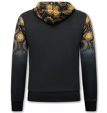 Top Star Men's Tracksuit Baroque Lion Print - 9977 - Black