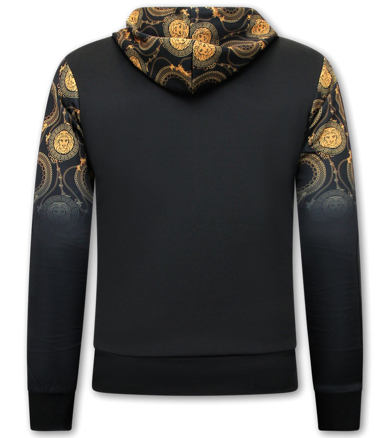 Top Star Men's Tracksuit Baroque Lion Print - 9977 - Black