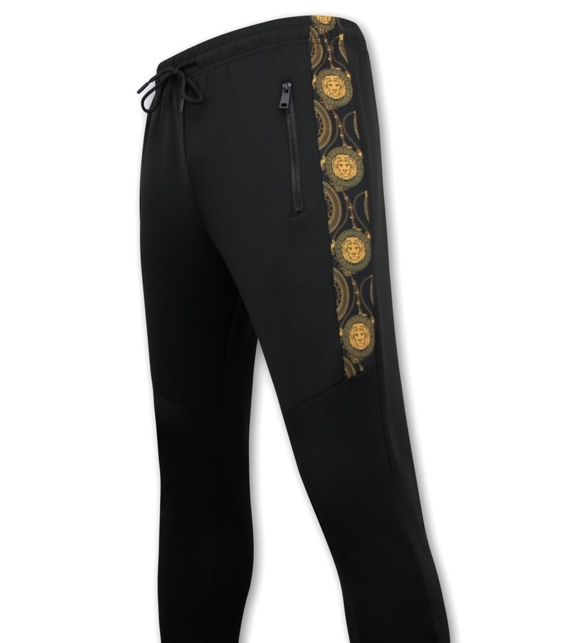 Top Star Men's Tracksuit Baroque Lion Print - 9977 - Black