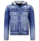 Enos Men's Blue Denim Jacket with Hood -RJ9031- Blue