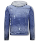 Enos Men's Blue Denim Jacket with Hood -RJ9031- Blue