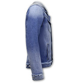 Enos Men's Blue Denim Jacket with Hood -RJ9031- Blue