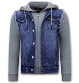 Enos Denim jacket with fabric sleeves - RJ9101 - Blue
