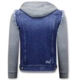 Enos Denim jacket with fabric sleeves - RJ9101 - Blue