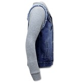 Enos Denim jacket with fabric sleeves - RJ9101 - Blue