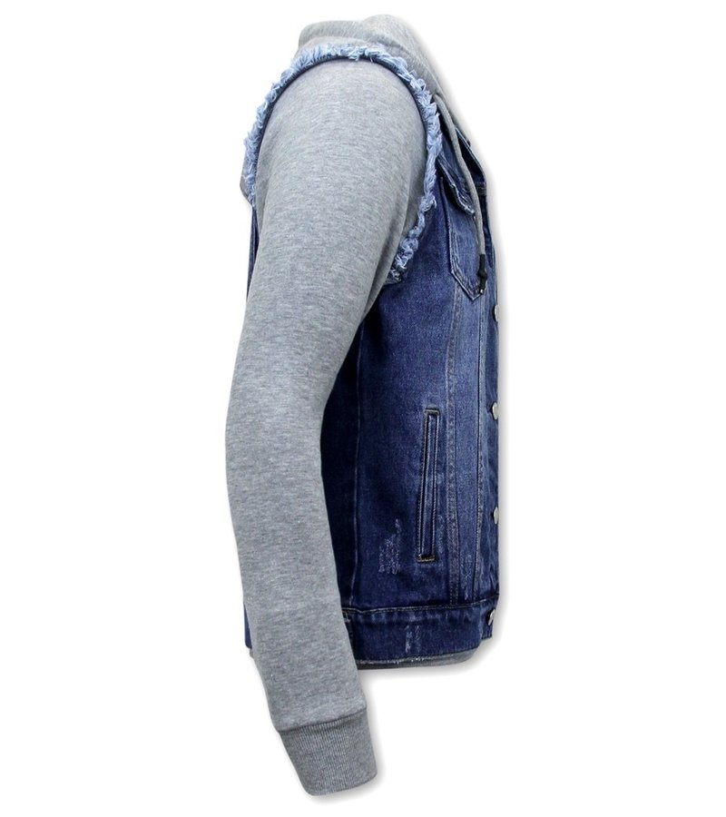 Enos Denim jacket with fabric sleeves - RJ9101 - Blue