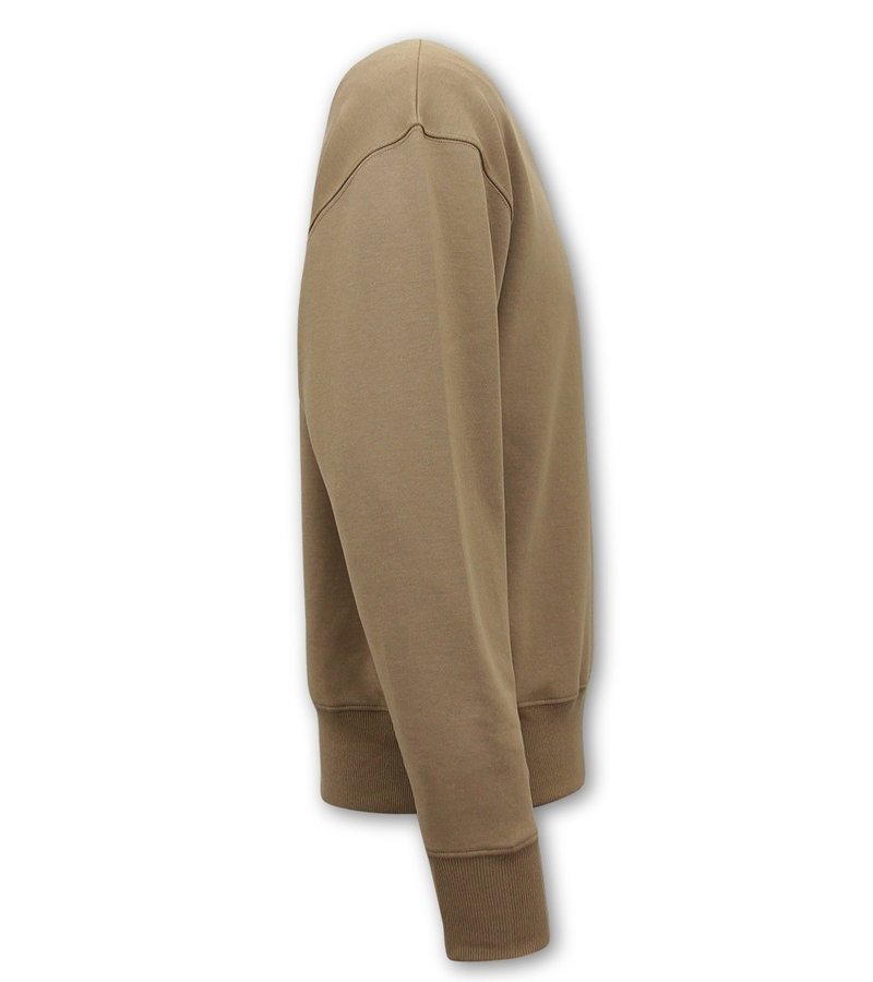 Y-TWO Basic Oversize Fit Sweatshirt- Brown