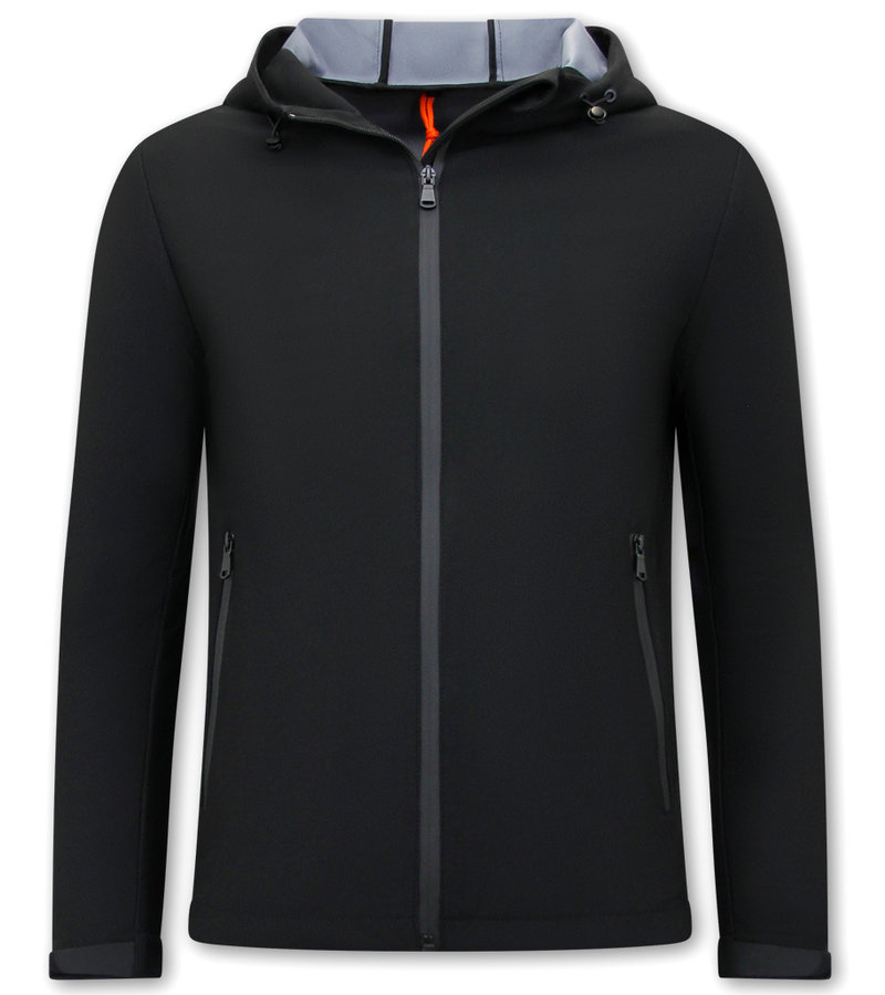 Enos Men Short Summer Jacket With Hood - Black