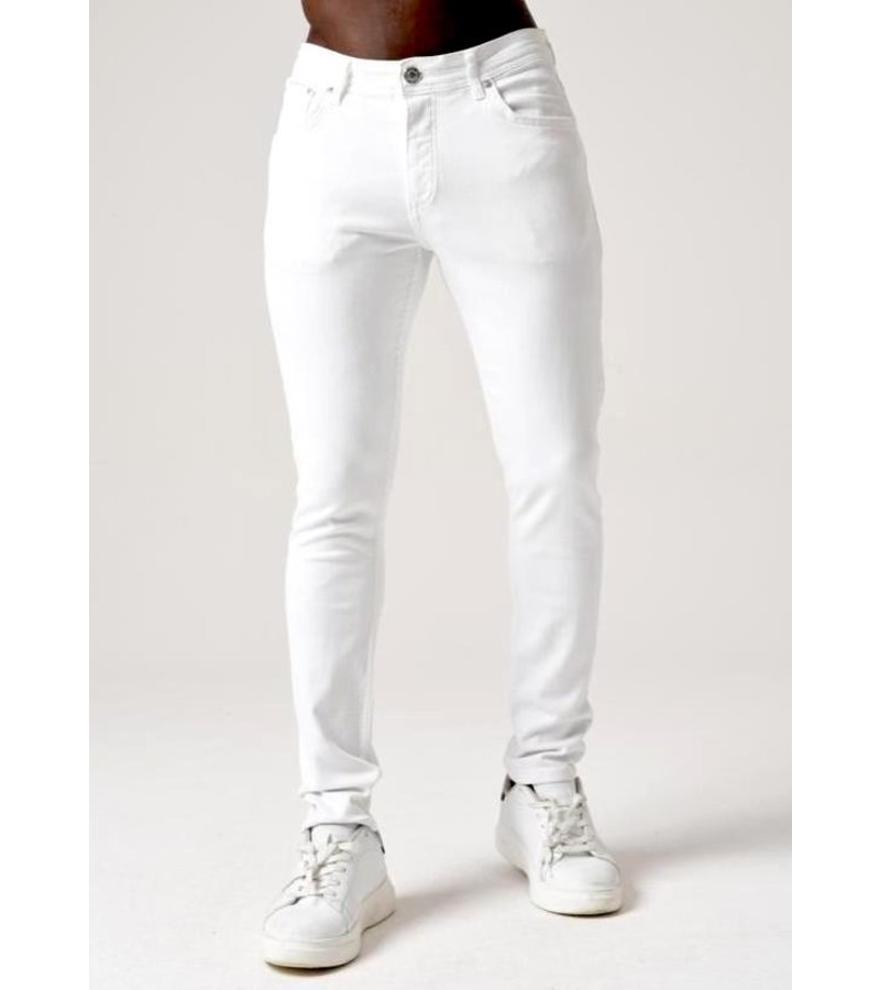 True Rise White Jeans Men's Slim Fit - DC-034 - White