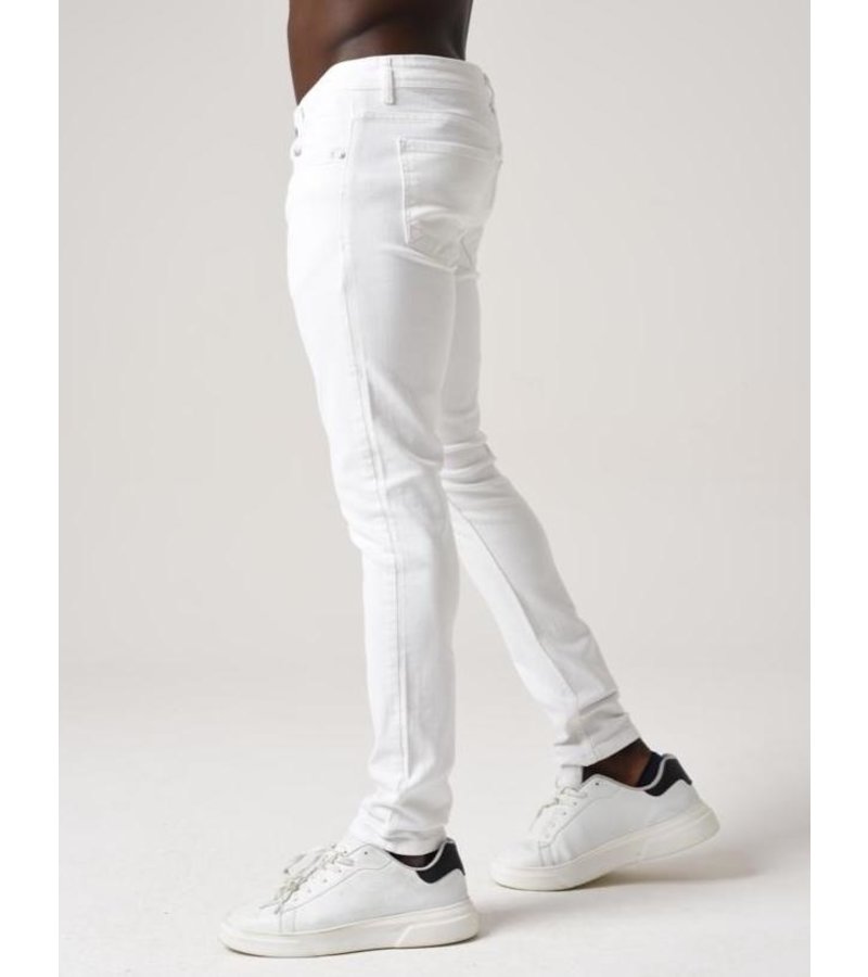 True Rise White Jeans Men's Slim Fit - DC-034 - White