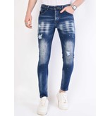 Local Fanatic Men's Slim Fit Paint Splatter Stretch Jeans - 1057 - Blue