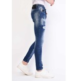 Local Fanatic Men's Slim Fit Paint Splatter Stretch Jeans - 1057 - Blue
