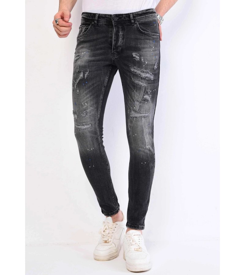 Local Fanatic Gray Men's Jeans with Paint Splashes - 1061 - Gray