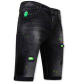 Local Fanatic Men's Stretch Shorts with Paint Splatter -1029-SH- Black