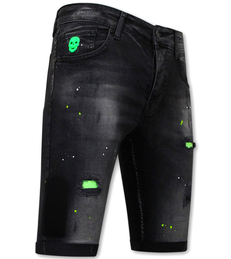 Local Fanatic Men's Stretch Shorts with Paint Splatter -1029-SH- Black