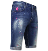 Local Fanatic Slim Fit Shorts With Paint Splatter Men -1036-SH- Blue