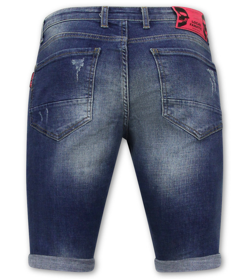 Local Fanatic Slim Fit Shorts With Paint Splatter Men -1036-SH- Blue
