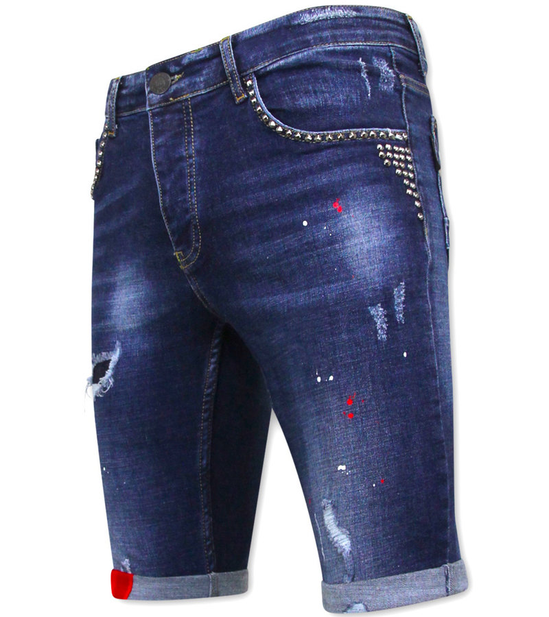 Local Fanatic Men's Short Stud Jeans  - 1025-SH - Blue