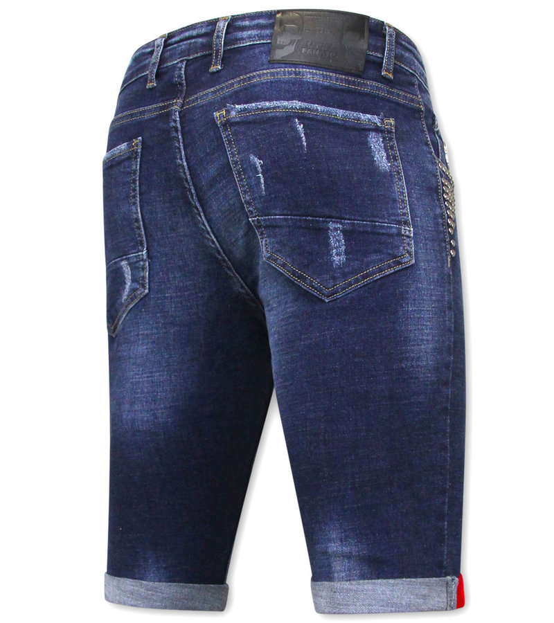 Local Fanatic Men's Short Stud Jeans  - 1025-SH - Blue