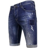 Local Fanatic Men's Shorts Slim Fit with Holes -1026-SH- Blue