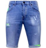 Local Fanatic Men's Skinny Paint Splatter Shorts -1027-SH- Blue