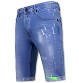 Local Fanatic Men's Skinny Paint Splatter Shorts -1027-SH- Blue