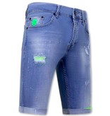 Local Fanatic Men's Skinny Paint Splatter Shorts -1027-SH- Blue
