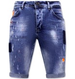 Local Fanatic Short Skinny Pants With Paint Splatter Men -1008-SH- Blue