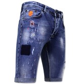 Local Fanatic Short Skinny Pants With Paint Splatter Men -1008-SH- Blue