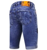 Local Fanatic Short Skinny Pants With Paint Splatter Men -1008-SH- Blue