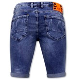 Local Fanatic Short Skinny Pants With Paint Splatter Men -1008-SH- Blue