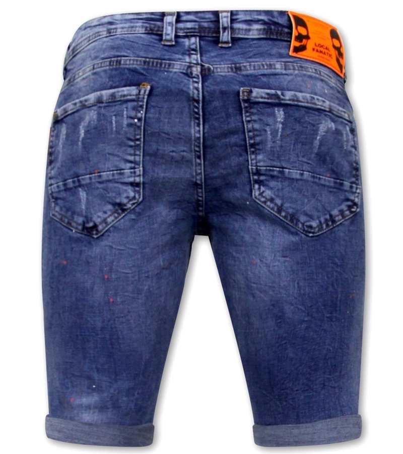 Local Fanatic Short Skinny Pants With Paint Splatter Men -1008-SH- Blue