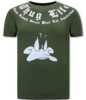 Local Fanatic T Shirt For Men Thug Life Print- Green