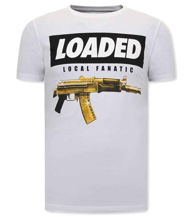 Local Fanatic Loaded Gun Print T Shirt For Men - White