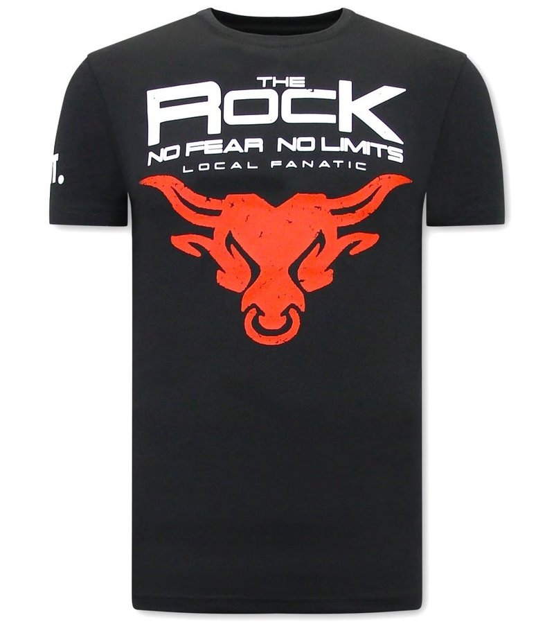 Local Fanatic The Rock Men Printed  T-Shirt  - Black