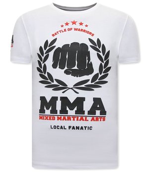 Local Fanatic T Shirt  MMA Fighter Print - Wihite