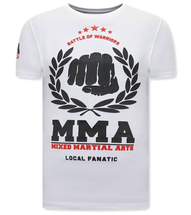 Local Fanatic T Shirt  MMA Fighter Print - Wihite