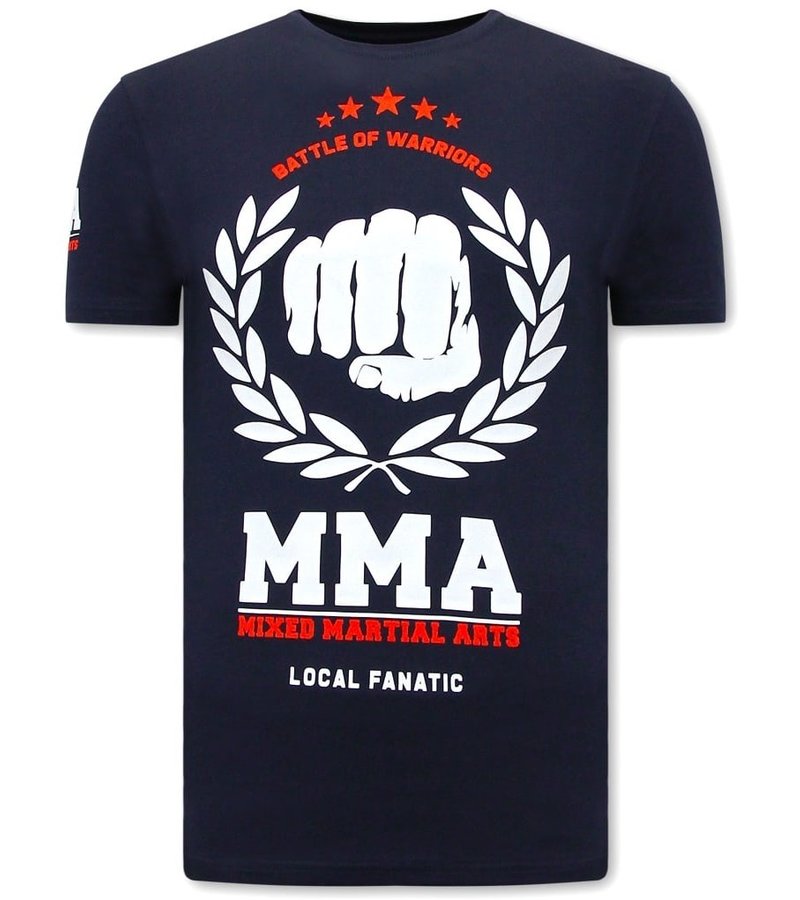 Local Fanatic MMA Fighter Print T Shirt - Blue
