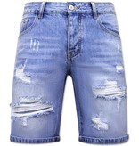 Enos  Ripped Denim Shorts For Men - 9051 - Blue